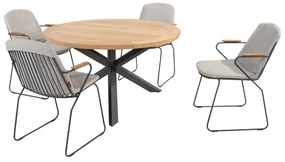 4 Seasons Veneto tuinset 5-delig - Prado tuintafel Ø130 cm teak