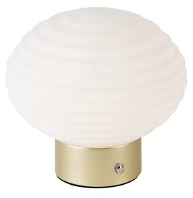 LED Tafellamp met dimmer messing met opaal glas oplaadbaar - Lexie Modern rond Binnenverlichting Lamp