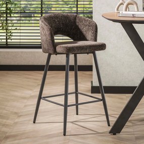 Bruine Barstoel Met Ronde Rugleuning Stof