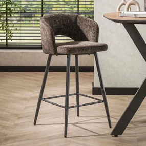 Bruine Barstoel Met Ronde Rugleuning Stof