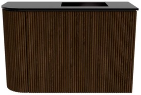 Mondiaz Joya 60cm toiletmeubel ronding links walnut met wastafel faye rechts zonder kraangat urban