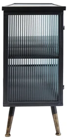 Kare Design Gomera Dressoir Zwart Met Ribbelglas - 120x35x75cm.