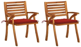 vidaXL Tuinstoelen 2 st met kussens massief acaciahout
