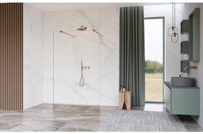 Fortifura Galeria Vrijstaande Inloopdouche - 120x200cm - Glas mat - antikalk - 8mm veiligheidsglas - wandsteunen - Geborsteld koper PVD (Koper) SW927772 2x/SW797928