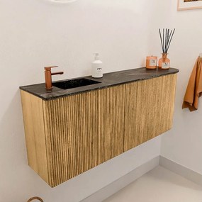 Mondiaz Joya DLux 100cm toiletmeubel ronding rechts oak met wastafel faye links 1 kraangat lava