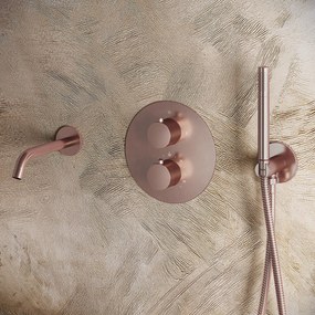 Saniclear Copper Stripes rond inbouw thermostaat met inbouwdeel geborsteld koper