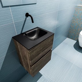 Mondiaz Ada 40cm toiletmeubel dark brown met wastafel urban rechts zonder kraangat