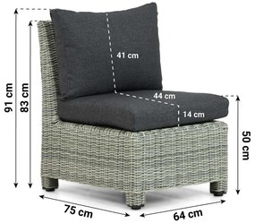 Loungeset 4 personen Wicker Grijs Garden Collections Lusso/Comodo