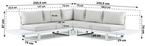 Hoek loungeset 5 personen Aluminium Wit  Lifestyle Garden Furniture Lorenzo