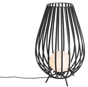 Design vloerlamp zwart met opaal 70 cm IP44 - Angela