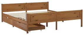 vidaXL Bedframe met 2 lades massief grenenhout honingbruin 180x200 cm