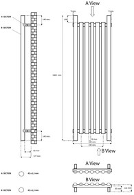 Eastbrook Lambourne horizontale radiator 40x180cm 888W antraciet