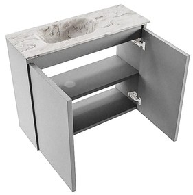 Mondiaz Ture DLux toiletmeubel 60cm plata met wastafel glace links zonder kraangat