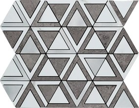 Zelfklevende Mozaïektegels Metaal | Driehoek Grijs Wit Zilver | 28,7×33,1 cm | Keuken, Bad &amp; WC