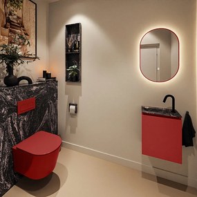 Mondiaz Ture DLux toiletmeubel 40cm fire met wastafel lava links met kraangat