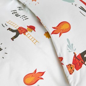 Kinderdekbedovertrek, 30% gerecycled katoen, brandweeropdruk, BRANDWEERMAN SAM