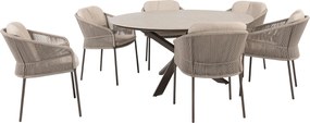 Taste by 4 Seasons Florence tuinset 7-delig - Prado tuintafel Ø160 cm - ceramic sabbia latte