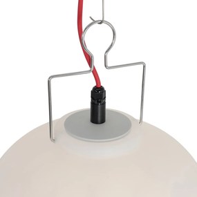 Buiten hanglamp wit 35 cm met rode stekker IP44 - Pion Modern E27 IP44 Buitenverlichting rond