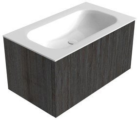 Mondiaz Kurve 80cm badmeubel shadow met 1 lade en wastafel big small midden zonder kraangat