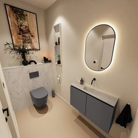 Mondiaz Ture DLux toiletmeubel 80cm dark grey met wastafel opalo midden zonder kraangat