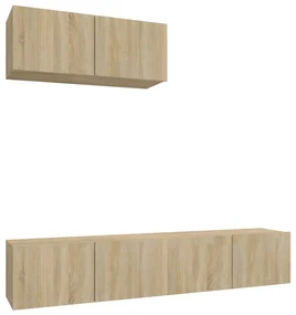 vidaXL 3-delige Tv-meubelset bewerkt hout sonoma eikenkleurig
