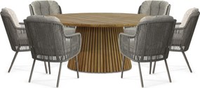 Tuinset Ronde Tuintafel 6 personen 180 cm Rope Taupe Santika Furniture Santika