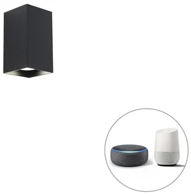 Smart vierkante wandlamp met dimmer zwart incl. Wifi GU10 - Sabbir Design GU10 Binnenverlichting Lamp