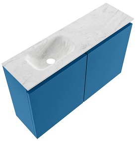 Mondiaz Ture DLux toiletmeubel 80cm jeans met wastafel opalo links zonder kraangat