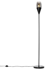 Moderne vloerlamp zwart met smoke glas - Drop Modern E27 Binnenverlichting Lamp
