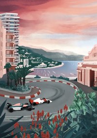 Ilustratie Monaco Circuit, Goed Blauw, (26.7 x 40 cm)