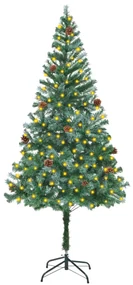 vidaXL Kunstkerstboom met LED's en dennenappels 180 cm