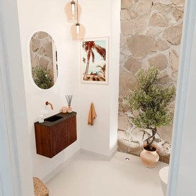 Mondiaz Joya 60cm toiletmeubel ronding rechts ruby met wastafel faye links zonder kraangat urban