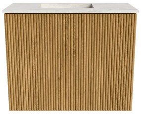 Mondiaz Joya DLux 50cm toiletmeubel oak met wastafel faye links 1 kraangat ostra