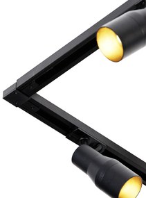 Modern railsysteem met 5 spots zwart 1-fase - Iconic Kohua