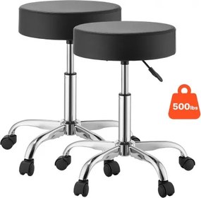 VEVOR rolstoel 226,8 kg, bureaustoel met PU-wielen, draaibare stoel, in hoogte verstelbaar, ergonomische zitting van PU-leer met dikke vulling, 360° draaibaar, voor salons, klinieken en medische praktijken, set van 2