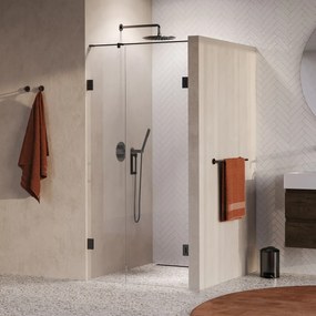 Brauer Void profielloze nisdeur 90cm met draaideur 60cm aan muur gunmetal geborsteld PVD