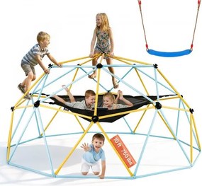 VEVOR Klimkoepel 3,04 m Geometrisch klimrek met hangmat en schommel, voor kinderen van 3 tot 10 jaar, klimrek 340 kg draagvermogen, met klimgreep, speeltoestel voor in de tuin
