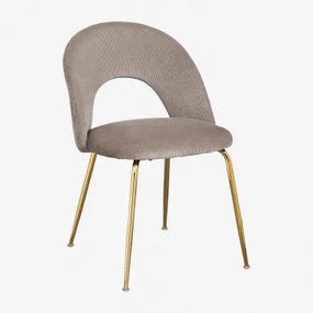 Set Van 4 Gestoffeerde Eetkamerstoelen Glorys Goud & Corduroy Grijs – Taupe – Koel & Pana - Sklum