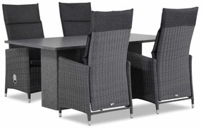 Tuinset 4 personen 180 cm Wicker Zwart Garden Collections Madera/Graniet