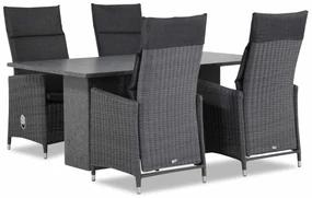 Tuinset 4 personen 180 cm Wicker Zwart Garden Collections Madera/Graniet