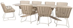 4 Seasons Outdoor Fabrice tuinset latte met Prado tafel met keramisch blad in barrelvorm 300 cm SALE Tuinset beige weerbestendig