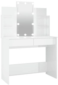 vidaXL Kaptafel met LED-verlichting 96x40x142 cm hoogglans wit