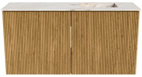 Mondiaz Joya DLux 80cm toiletmeubel oak met wastafel faye rechts zonder kraangat frappe