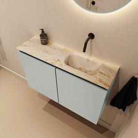 Mondiaz Ture DLux toiletmeubel 80cm greey met wastafel frappe rechts zonder kraangat