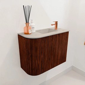 Mondiaz Joya DLux 50cm toiletmeubel ronding links ruby met wastafel faye rechts 1 kraangat opalo