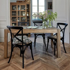Uitschuifbare eettafel, den in teakkleur en fineer, 6 tot 8 personen, LUNJA