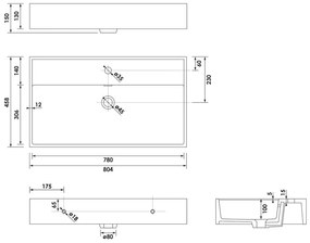 Brauer Gravity enkele wastafel mineraalmarmer 80cm met kraangat wit glans