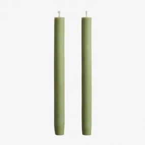 Set Van 2 Decoratieve Kaarsen Soraia Limoengroen - Sklum