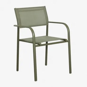 Stapelbare Set Van 2 Tuinstoelen Met Armleuningen Van Aluminium Olenia Groen – Intens Olijf - Sklum