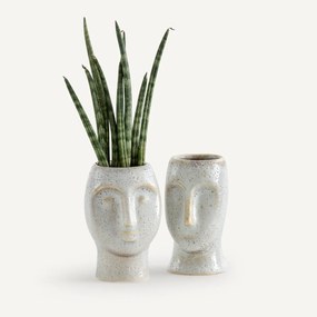 Set van 2 bloempotten in aardewerk H10cm, Binome